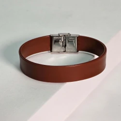 دستبند چرم طبیعی عسلی ناپا