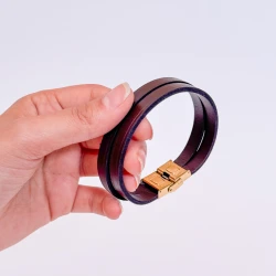 دستبند چرم طبیعی سافتی دستین-قهوه ای