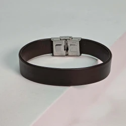 دستبند چرم طبیعی قهوه ای ناپا