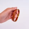 دستبند چرم طبیعی ناپا بغل گیس-عسلی