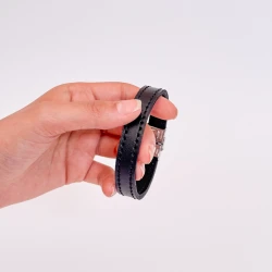 دستبند چرم طبیعی ناپا راز-مشکی