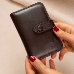 جا کارتی چرم طبیعی قهوه ای ناپا