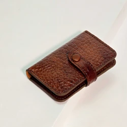 جا کارتی چرم طبیعی کروکدیل عسلی