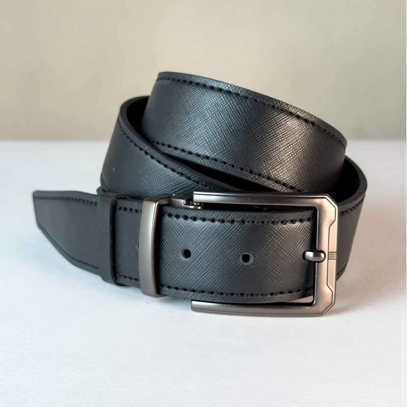 کمربند مردانه چرم طبیعی سوفیانو مشکی 4cm