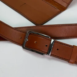 کمربند مردانه چرم طبیعی عسلی برلیانت