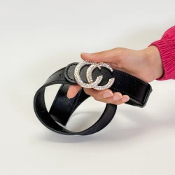 کمربند زنانه مجلسی چرم طبیعی سوفیانو مشکی