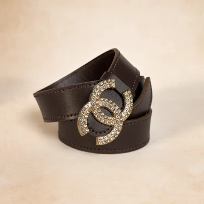 کمربند زنانه مجلسی چرم طبیعی سافتی قهوه ای...