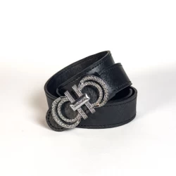 کمربند زنانه مجلسی چرم طبیعی ناپا مشکی