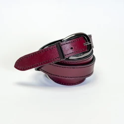 کمربند زنانه دو طرفه چرم طبیعی مشکی زرشکی