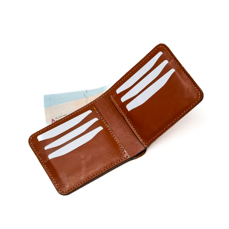 کیف پول جیبی چرم طبیعی ناپا عسلی