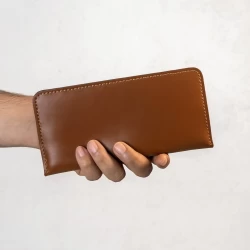 کیف پول کتی چرم طبیعی عسلی ناپا