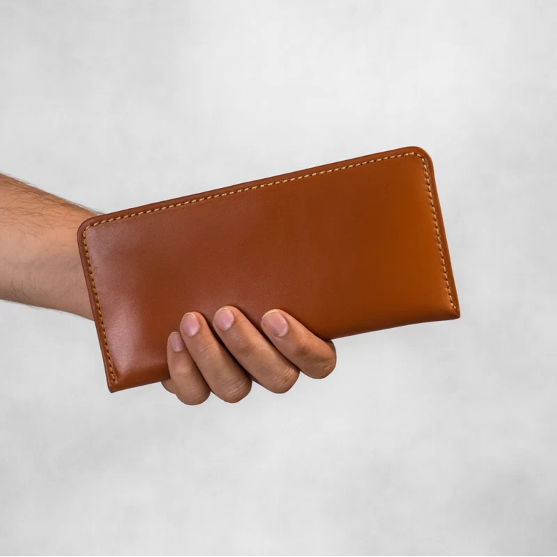 کیف پول کتی چرم طبیعی عسلی ناپا