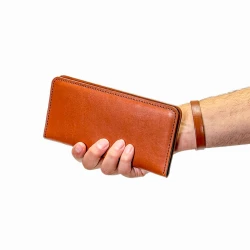 کیف پول کتی چرم طبیعی عسلی برلیانت