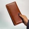کیف پول کتی چرم طبیعی عسلی ناپا-شد-گالری