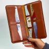 کیف پول کتی چرم طبیعی عسلی ناپا