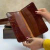 کیف پول کتی چرم طبیعی کروکدیل عسلی