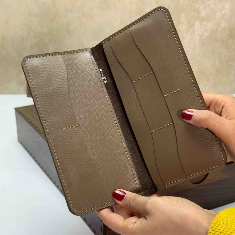 کیف پول کتی چرم طبیعی سوفیانو  نسکافه ای