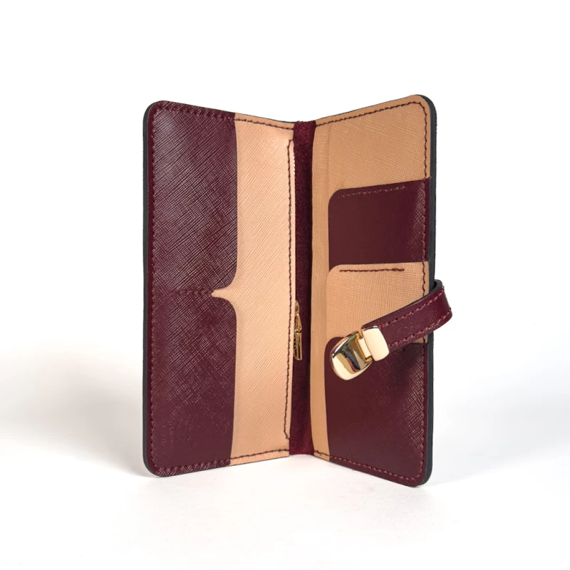 کیف پول زنانه چرم طبیعی سوفیانو زرشکی کرم