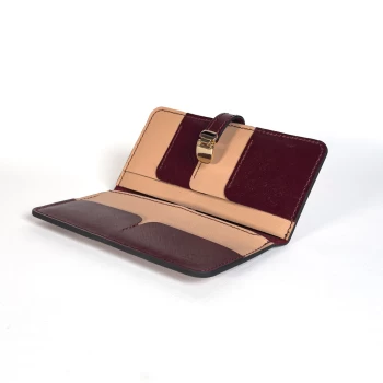 کیف پول زنانه چرم طبیعی سوفیانو زرشکی کرم