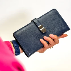 کیف پول زنانه چرم طبیعی سوفیانو سرمه ای زرشکی