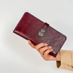 کیف پول زنانه چرم طبیعی سوفیانو زرشکی سرمه ای