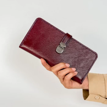 کیف پول زنانه چرم طبیعی سوفیانو زرشکی سرمه ای