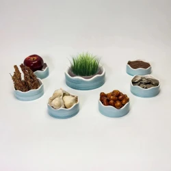 ست هفت سین سرامیکی  نیلوفر آبرنگی آبی