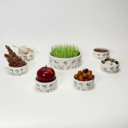 ست هفت سین سرامیکی  گل بهار آبی