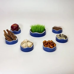 ست هفت سین سرامیکی نیلوفر آبرنگی لاجوردی