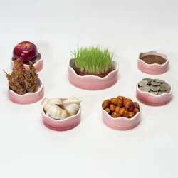 ست هفت سین سرامیکی  نیلوفر آبرنگی صورتی