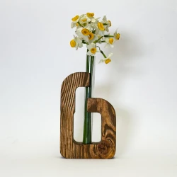 گلدان چوبی قلمه گل طرح  تک شیشه