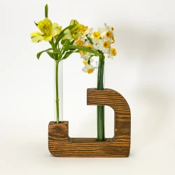 گلدان چوبی قلمه گل طرح  دوشیشه