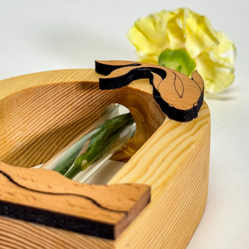 گلدان چوبی قلمه گل طرح ماهی و دریا