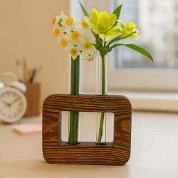 گلدان چوبی قلمه گل طرح مستطیل دوشیشه