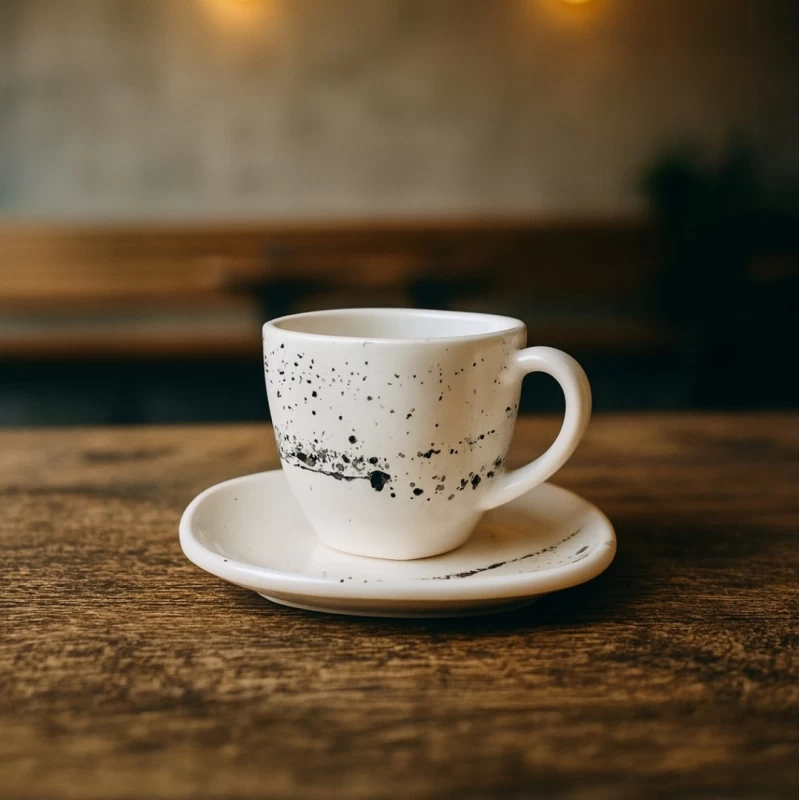 فنجان و نعلبکی مربع سرامیکی کهکشان مشکی