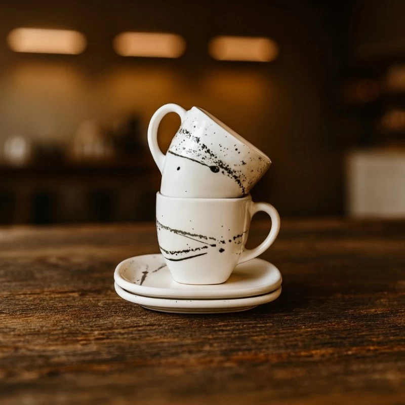 فنجان و نعلبکی مربع سرامیکی کهکشان مشکی