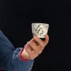 شات قهوه سرامیکی خمره ای ماربل قهوه ای کوچک