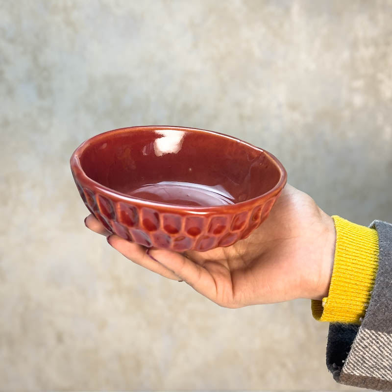 پیاله دست ساز سرامیکی قرمز