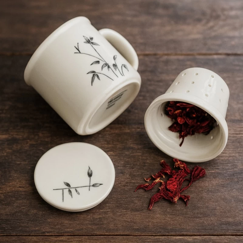 لیوان دمنوش سرامیکی ساقه مشکی