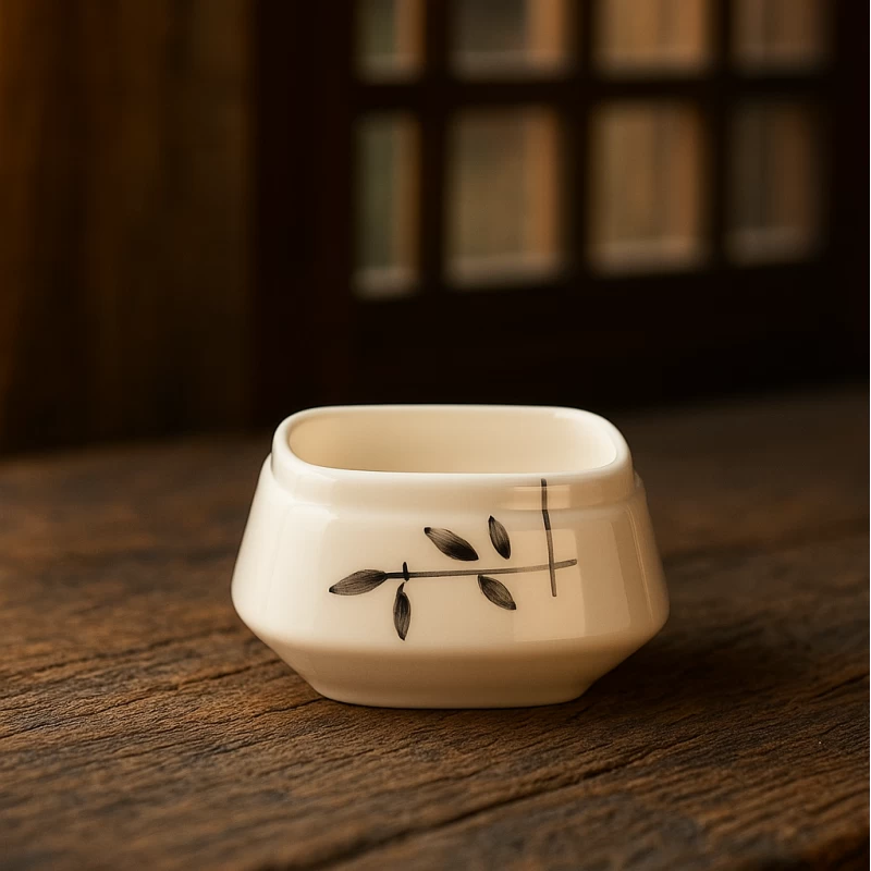 قندان سرامیکی مربع ساقه مشکی