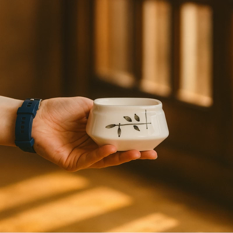 قندان سرامیکی مربع ساقه مشکی