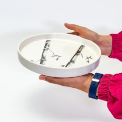 بشقاب پیتزا خوری سرامیکی ساقه مشکی