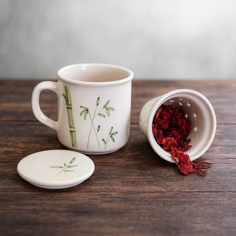 لیوان دمنوش سرامیکی ساقه سبز