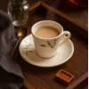 شات قهوه و نعلبکی سرامیکی ساقه سبز