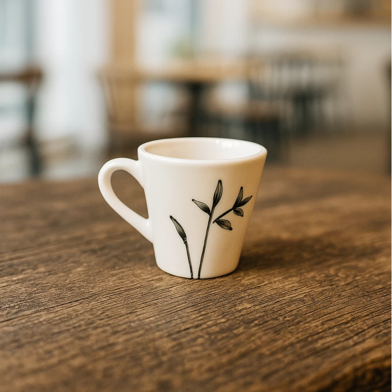 شات قهوه سرامیکی دسته دار ساقه مشکی کوچک