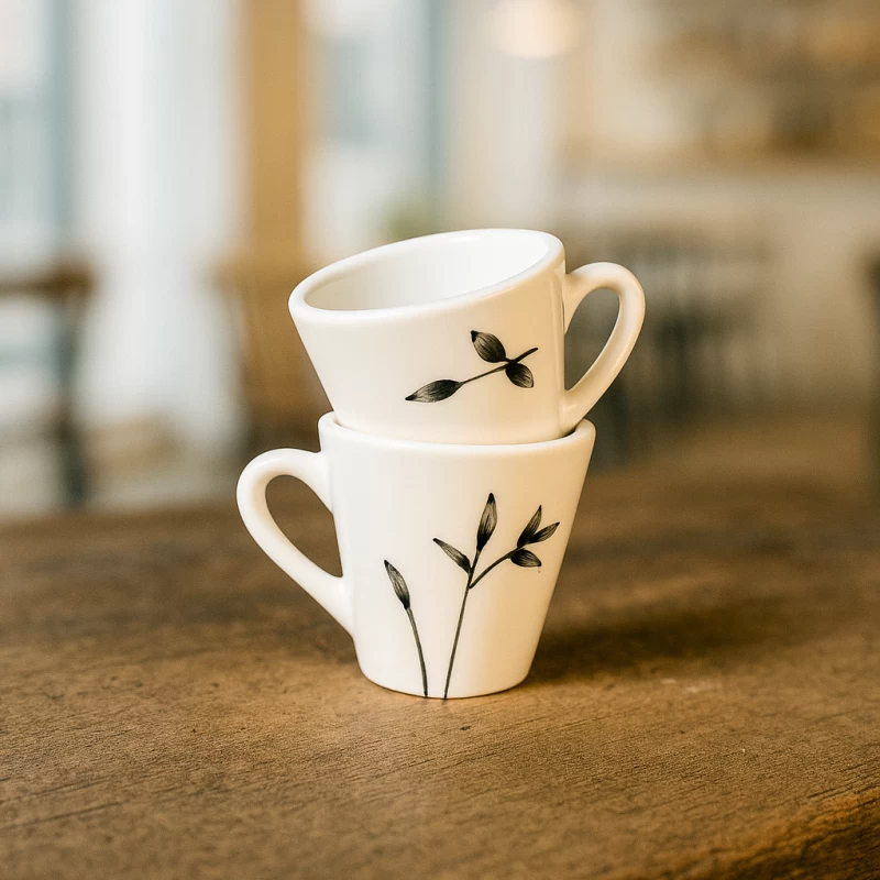 شات قهوه سرامیکی دسته دار ساقه مشکی کوچک