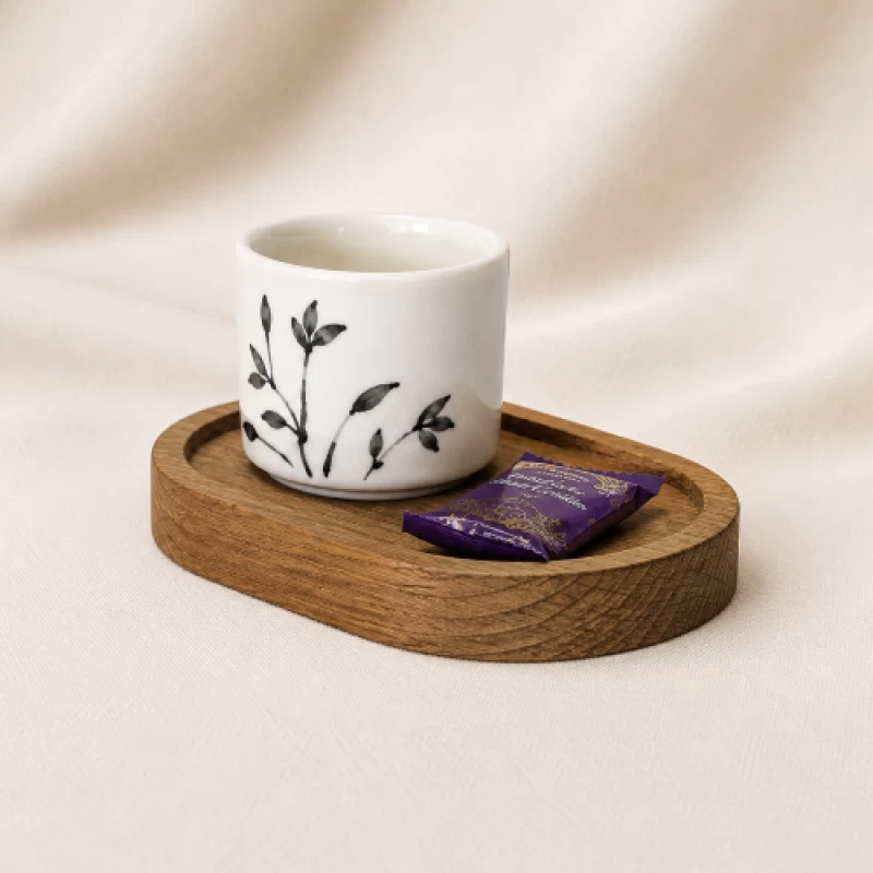 سینی چوبی بیضی قهوه خوری راش