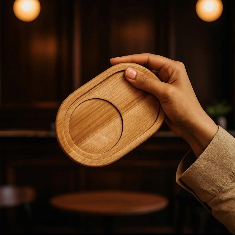سینی چوبی بیضی قهوه خوری توسکا