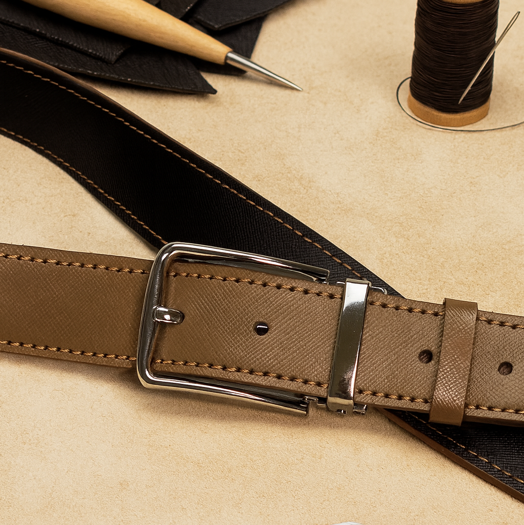 کمربند مردانه چرم طبیعی سوفیانو نسکافه ای مشکی