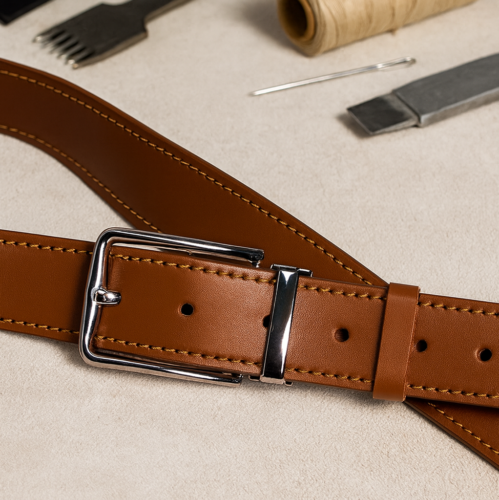 کمربند مردانه چرم طبیعی عسلی ناپا